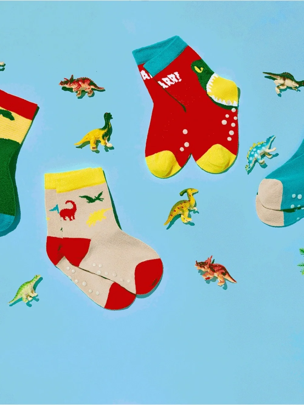 New (washed but never worn) Playful Dino Crew Socks for Kids - 4packs
